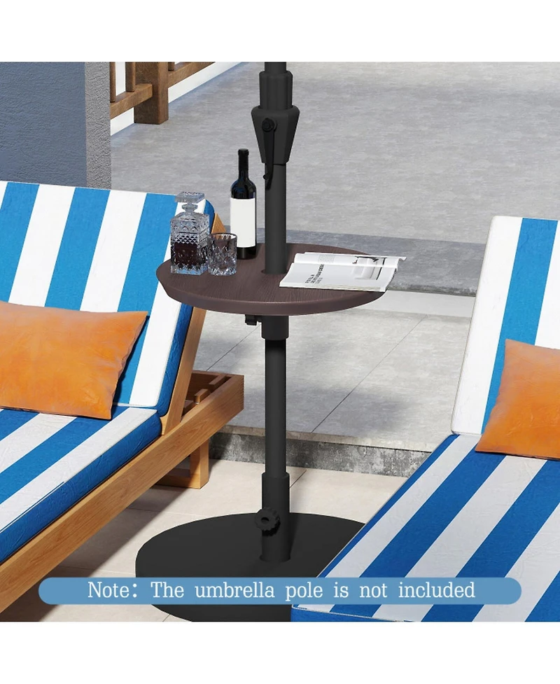 Gouun 20 in Clamp-On Adjustable Umbrella Tray Table for Patio Poles