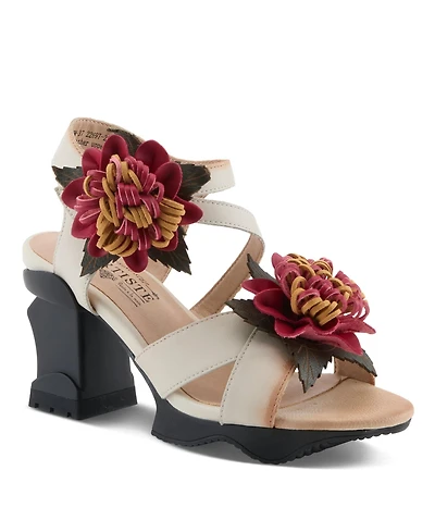 L'Artiste Women's Hooked 3D Floral Heel Sandal with Striking Style and Comfort