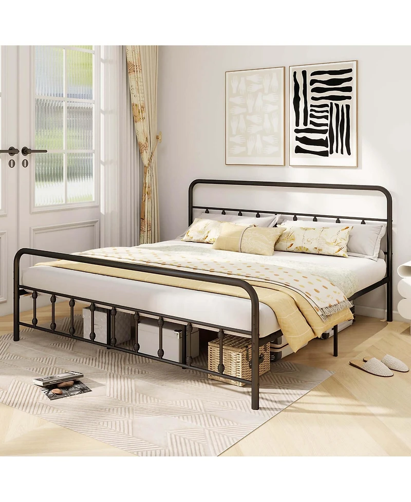 Costway Bed Frame with Headboard Under Bed Storage No Box Spring