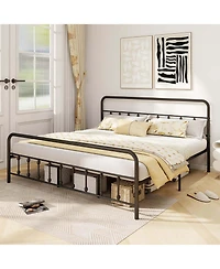 Costway Bed Frame with Headboard Under Bed Storage No Box Spring