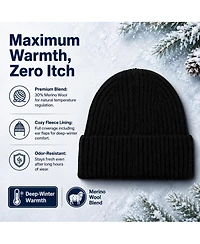Piscifun Oversize Merino Wool Fleece Lined Winter Beanie Hat For Big Heads