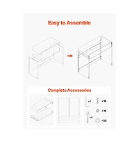Slickblue Transparent Acrylic End Table with Lower Shelf, Modern Accent Table for Bedroom and Office-Clear