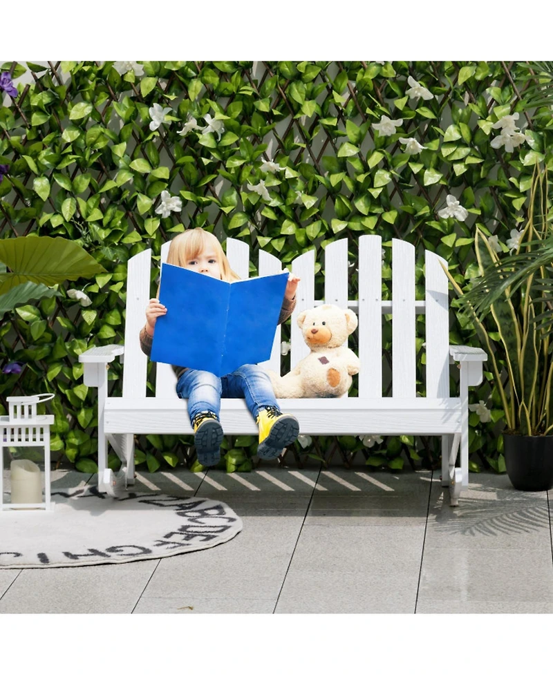 Gouun 2 Person Outdoor Adirondack Rocking Chair with Slatted Seat and 30 Degree Tilt Motion