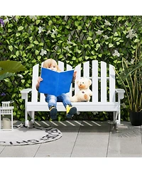 Gouun 2 Person Outdoor Adirondack Rocking Chair with Slatted Seat and 30 Degree Tilt Motion