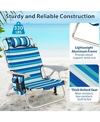 Gouun Folding Beach Chair for Adults with 4-Position Backrest, Cooler Bag, Cup Holder and Towel Bar