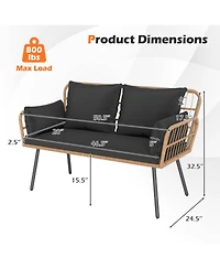 Gouun Pe Rattan Outdoor Loveseat with Cushions and Heavy-Duty Metal Frame