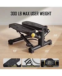 Sugift Mini Stair Stepper for Exercise with Resistance Bands Lcd Monitor 300 Lbs Hydraulic Fitness Stepper