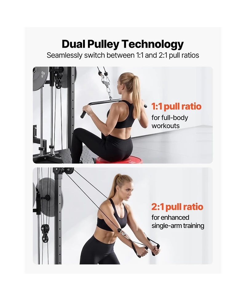 Hongge 18 Level Wall Mount 3 in 1 Lat Pull Down Cable Machine