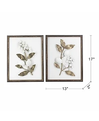 Laoties 13x17" Botanical Framed Iron Branch Wall Art, Set of 2