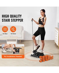 Hongge Hydraulic Mini Twist Stepper with Resistance Bands and Lcd Monitor 330 lbs Capacity for Home Cardio