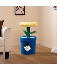 Sugift Cat Tree with Flower Padded Perch and Condo for Indoor Cats