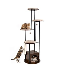 Sugift 72-in Tall Multi-Level Cat Condo with Top Perch Platforms and Removable Washable Mats