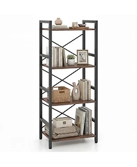 Sugift 4-Tier Narrow Freestanding Bookshelf Display Shelf with Metal Frame