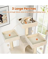 Sugift 65 in Tall Multi-Level Cat Tree with 3 Upholstered Perches and 2 Cat Condos
