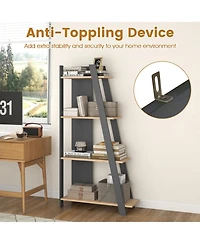 Sugift 4-Tier Modern Wooden Vertical Bookshelf Display Book Shelf for Small Space