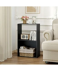Sugift 3-Tier Freestanding Bookshelf with Open Storage Compartment and Display Shelf