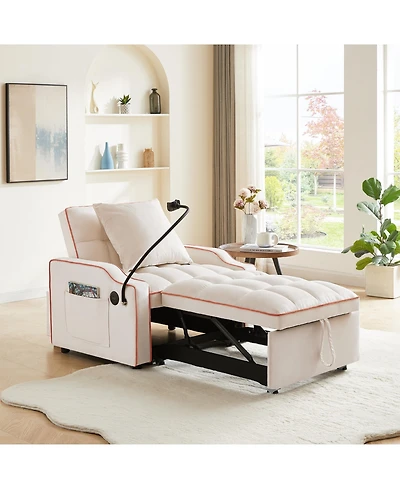 Clihome 3 1 Convertible Sleeper Sofa Chair Bed With Adjustable Backrest and Phone Holder