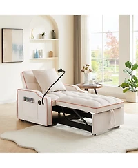 Clihome 3 1 Convertible Sleeper Sofa Chair Bed With Adjustable Backrest and Phone Holder