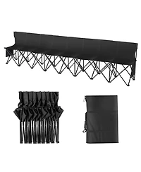Hongge 8 Seat Portable Folding Team Bench with Backrest Side Pockets and Carry Bag for Sideline Seating