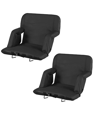 Hongge Wide Folding Stadium Seats 2-Pack 25 in with 6 Reclining Angles 2.75 in Cushion and Armrests