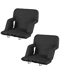Hongge Wide Folding Stadium Seats 2-Pack 25 in with 6 Reclining Angles 2.75 in Cushion and Armrests