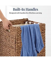 Best Choice Products Small Laundry Hamper With Lid, Handwoven Basket, Washable Liner and Handles