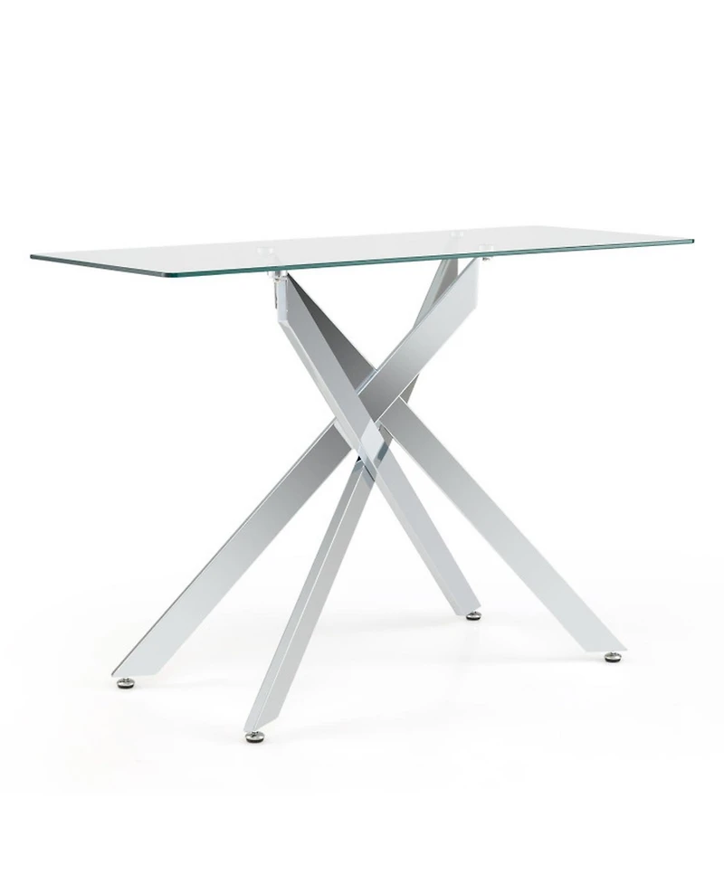 Sugift Modern Glass Console Table with 8mm Tempered Glass Top Entryway Table