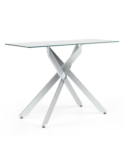 Sugift Modern Glass Console Table with 8mm Tempered Glass Top Entryway Table