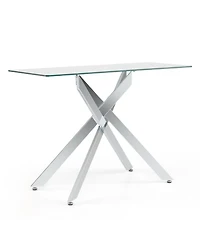 Sugift Modern Glass Console Table with 8mm Tempered Glass Top Entryway Table