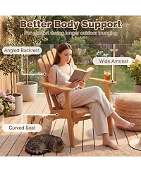 Sugift 2-Piece Solid Wood Adirondack Chair Set with Side Table for Deck Garden Porch