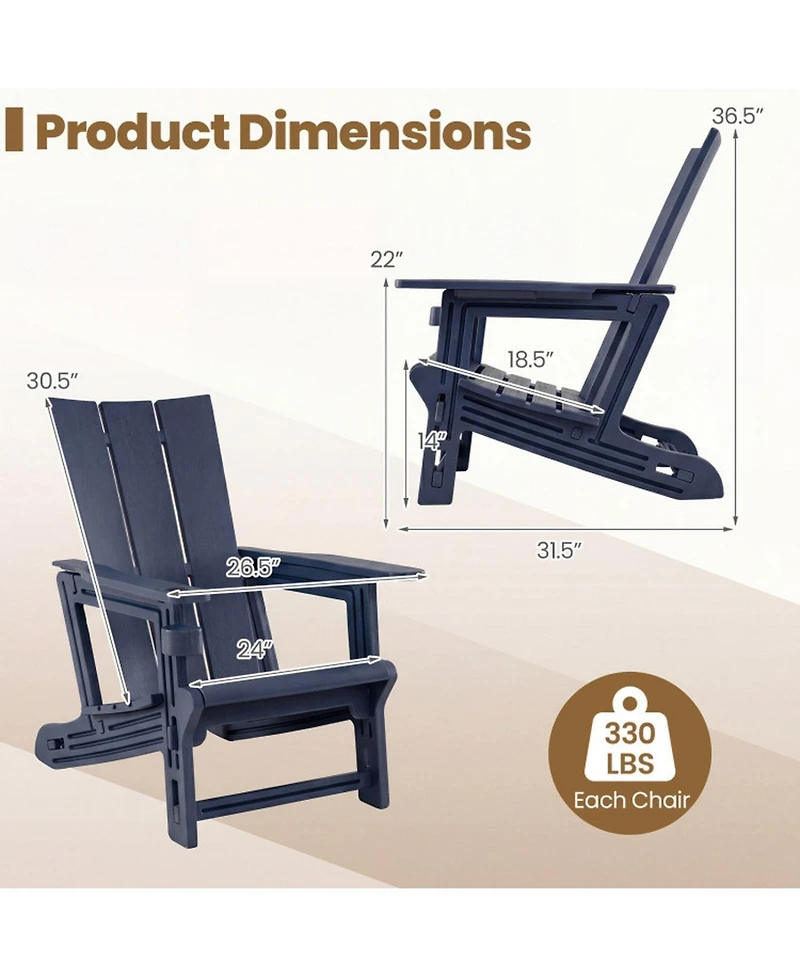 Sugift Hdpe Outdoor Adirondack Chairs with Cup Holder