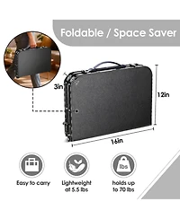 Piscifun Folding Tv Tray Table Adjustable Height Portable Aluminum Indoor Outdoor Side with Storage