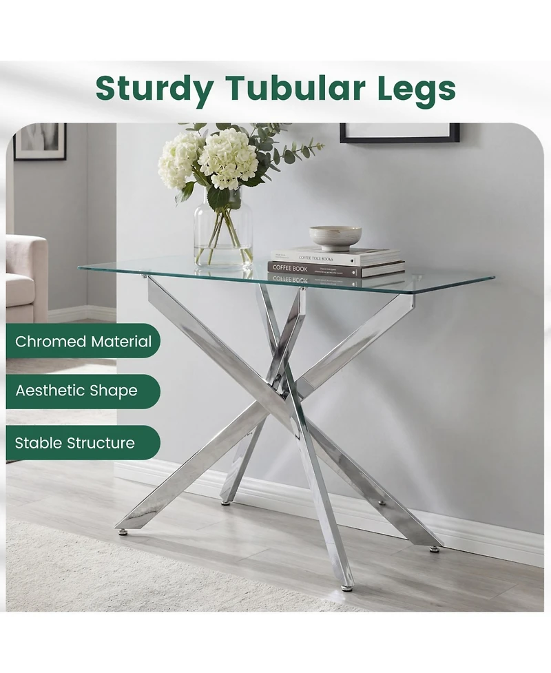 Slickblue Modern Glass Console Table with Clear Tempered Glass Top