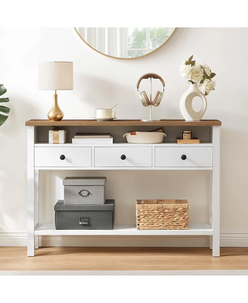 Slickblue Entryway Console Table 45.3 Inch with 3 Drawers and Storage Shelving
