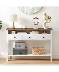 Slickblue Entryway Console Table 45.3 Inch with 3 Drawers and Storage Shelving
