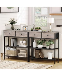 Slickblue 29.5-Inch Narrow Behind Sofa Table with Fabric Storage Drawers