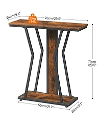 Slickblue Modern Narrow Console Table 29.5 Inch with 2-Tier Open Storage