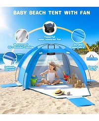 Aofar Beach Tent Solar Fan Anti-uv Sun Shelter Portable Shade Play Ceiling