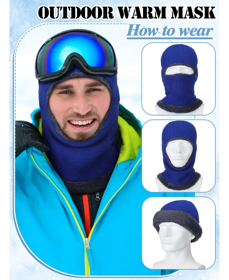Piscifun 4 Pack Winter Balaclava Face Mask Knitted Fleece Thermal Cold Weather Outdoor Gear