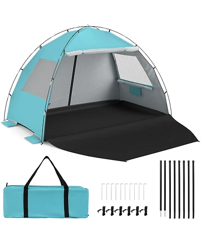 Costway Beach Tent Sun Shelter with Canopy Pop-Up 5-6 Person UPF50+