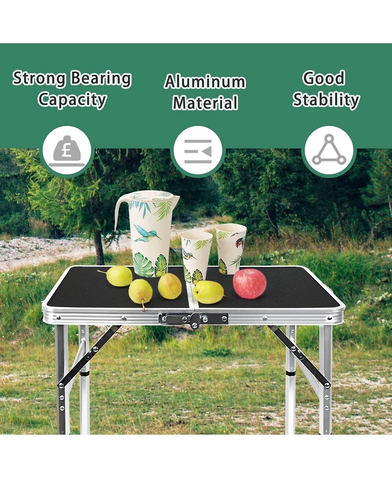 Piscifun Small Folding Table Lightweight Camping Adjustable Height Portable Beach Indoor Outdoor Picnic Bbq