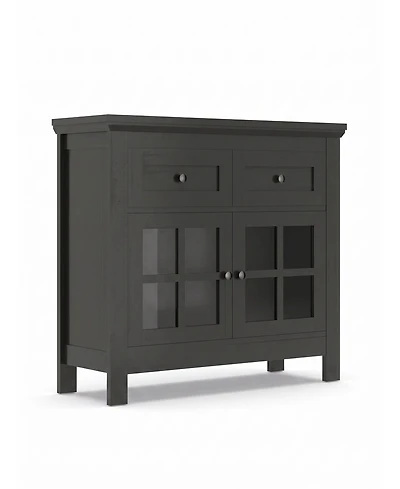 Aheaplus Farmhouse Kitchen Cabinet with Drawers and Tempered Glass Display Door