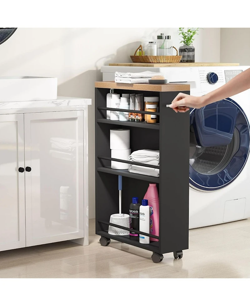 Tribesigns 4-Tier Slim Rolling Storage Cart with Handle