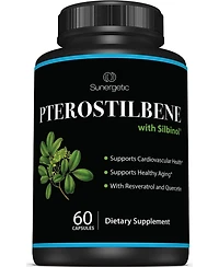 Sunergetic Pterostilbene Supplement with Resveratrol and Quercetin, 60 Capsules