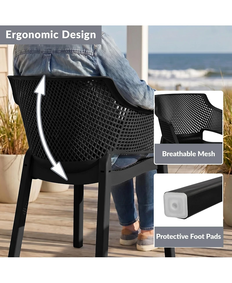 WestinTrends Outdoor Modern Stackable Plastic Resin Patio Dining Armchair (Set of 4)