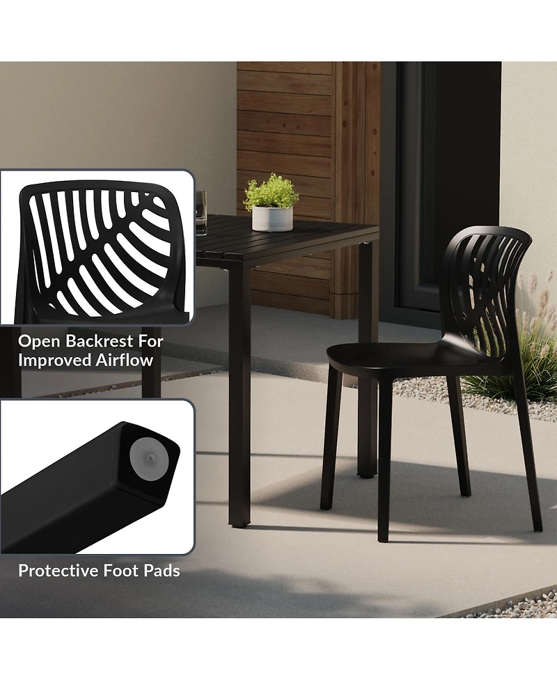 WestinTrends Outdoor Modern Stackable Polypropylene Plastic Patio Bistro Dining Side Chairs (Set of 2)