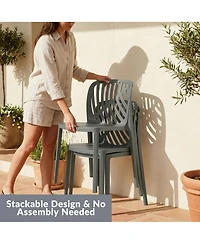 WestinTrends Outdoor Modern Stackable Polypropylene Plastic Patio Bistro Dining Side Chairs (Set of 2)