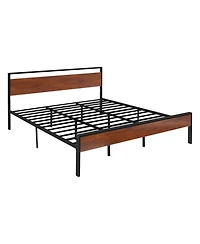 Slickblue 14 Inch King Bed Frame with Wooden Headboard and Under Bed Storage