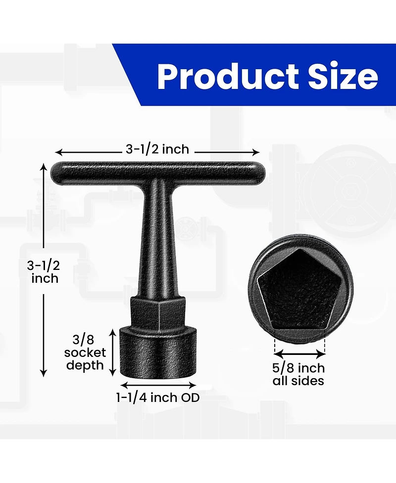 Xdovet Curb Box Wrench Pentagon Water Meter Socket T Handle Valve Tool