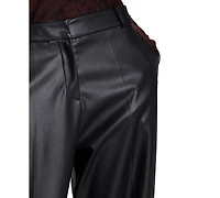 Kenneth Cole Women's Faux Leather High-Rise Cropped Ankle Pants